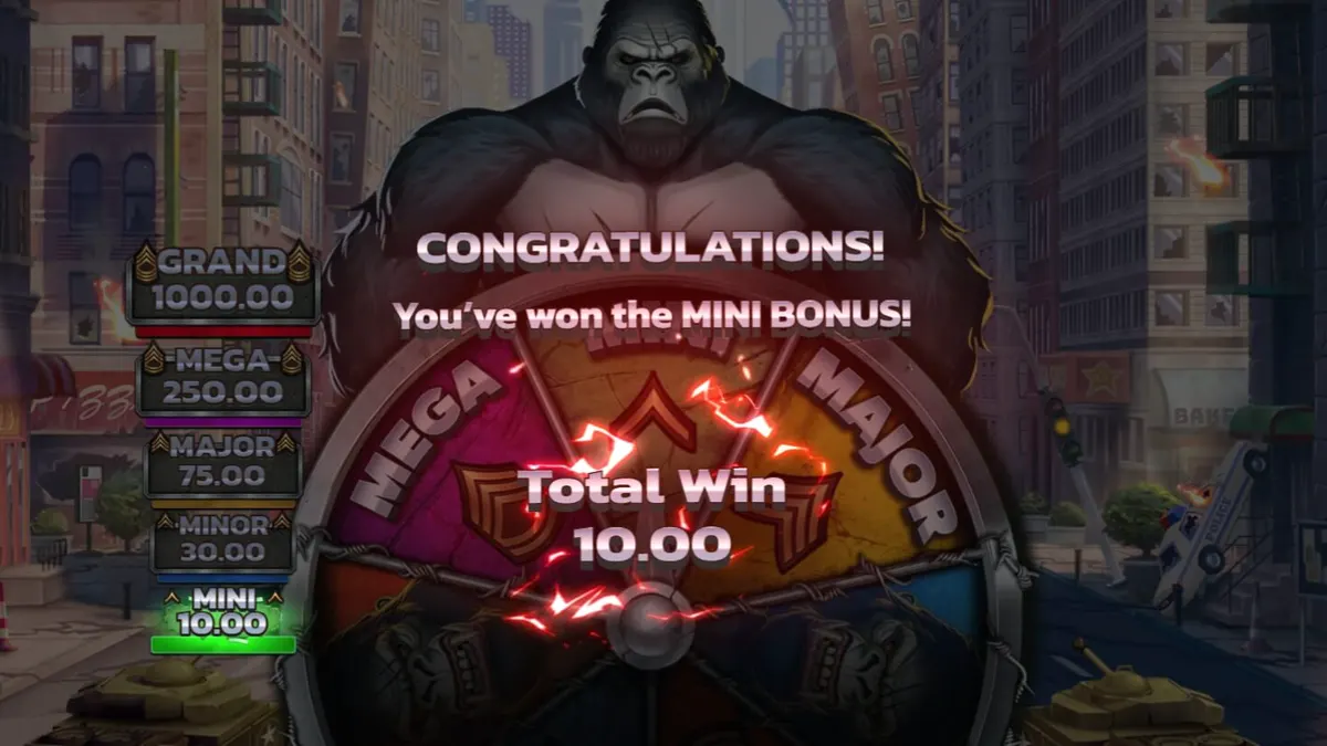 Tampilan visual slot Primal Rampage dengan tema kera raksasa dan hutan tropis