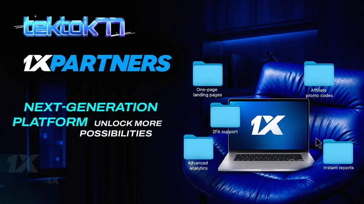 Antarmuka dasbor 1xPartners yang diperbarui dengan navigasi yang lebih efisien.
