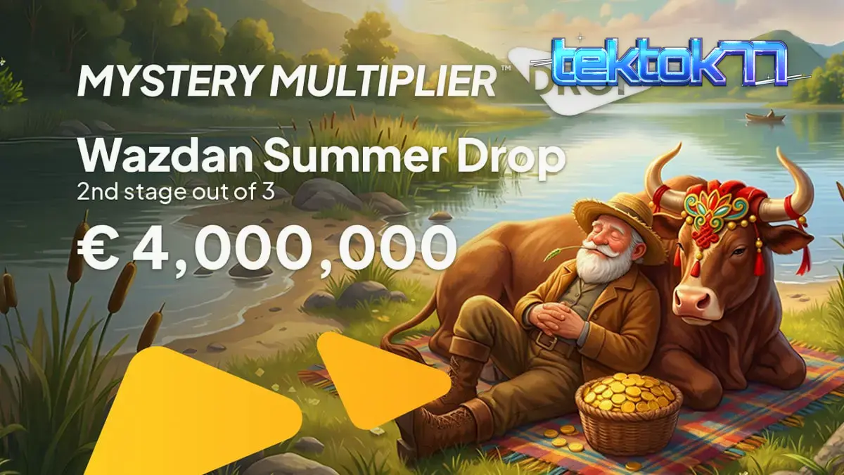 Ilustrasi visual bertema musim panas untuk promosi slot Wazdan